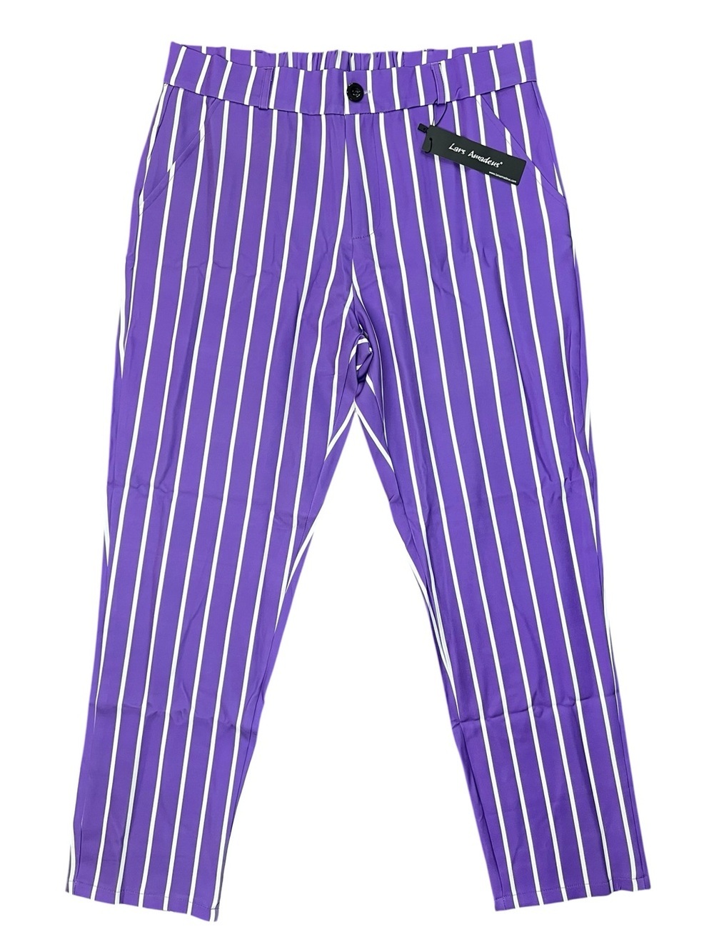 Lars Amadeus Purple White Stripe Dress Pants Men 32 Funky Bold Dopamine Dressing